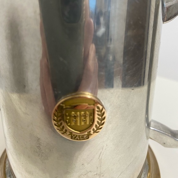 Yale Vintage Pewter & Brass Stein/ Mug with Glass - Picture 3 of 9